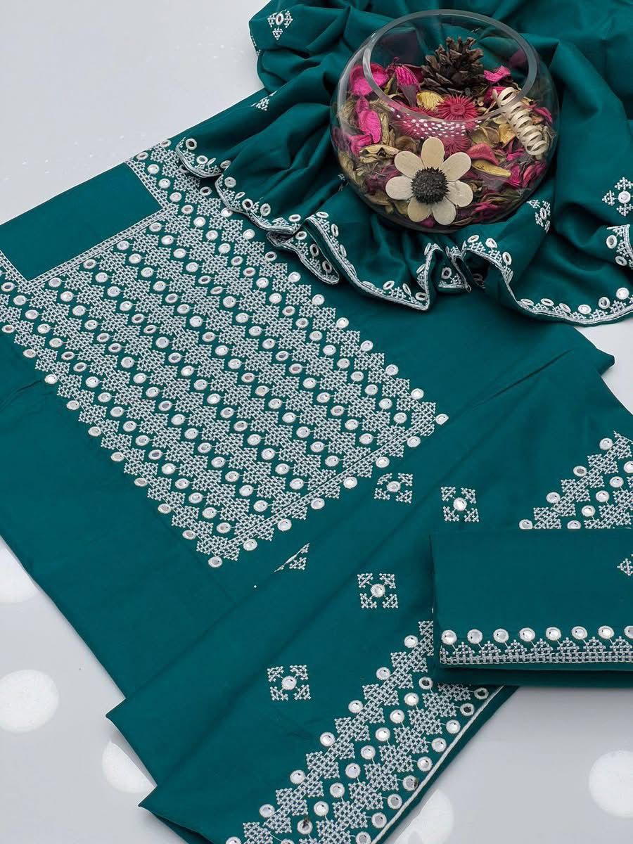 Hurmuch 9MM Sitara Machine Embroidered 3pc Unstitch Dresses