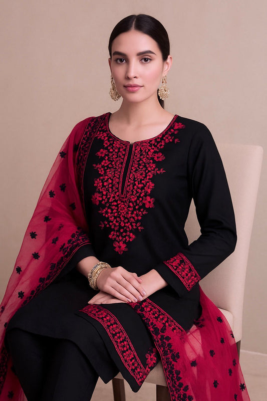 Applic Computer Embroidered 3pc Dresses