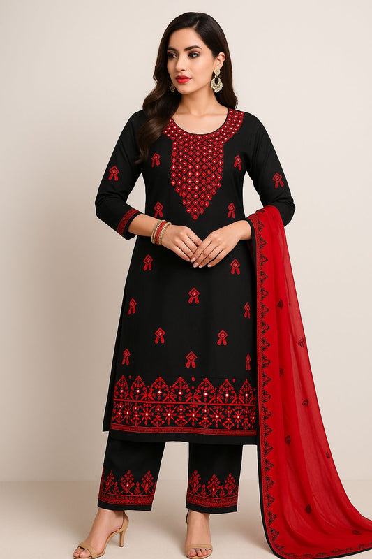 Embroiderd Lawn Cotton Trouser 3pc Dresses 👗