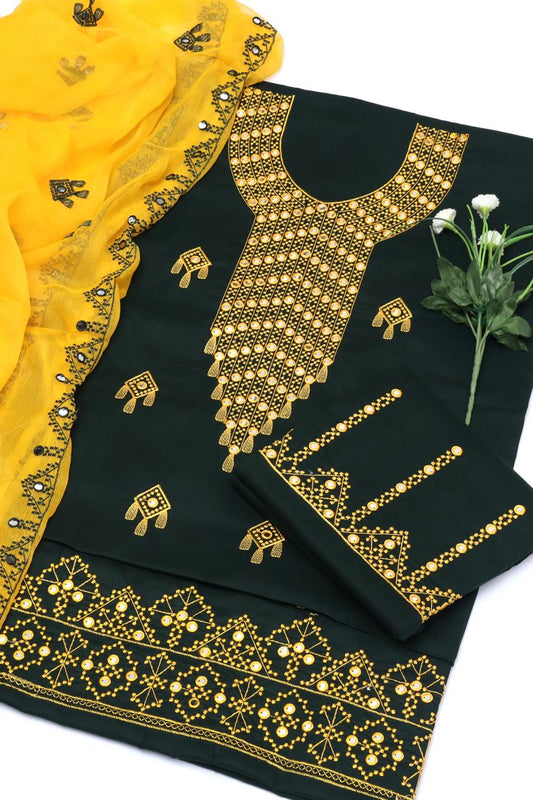 9MM Sitara Computer Embroiderd Soft Cotton With Chiffon Dupatta - Unsticth 3PC Dress👗