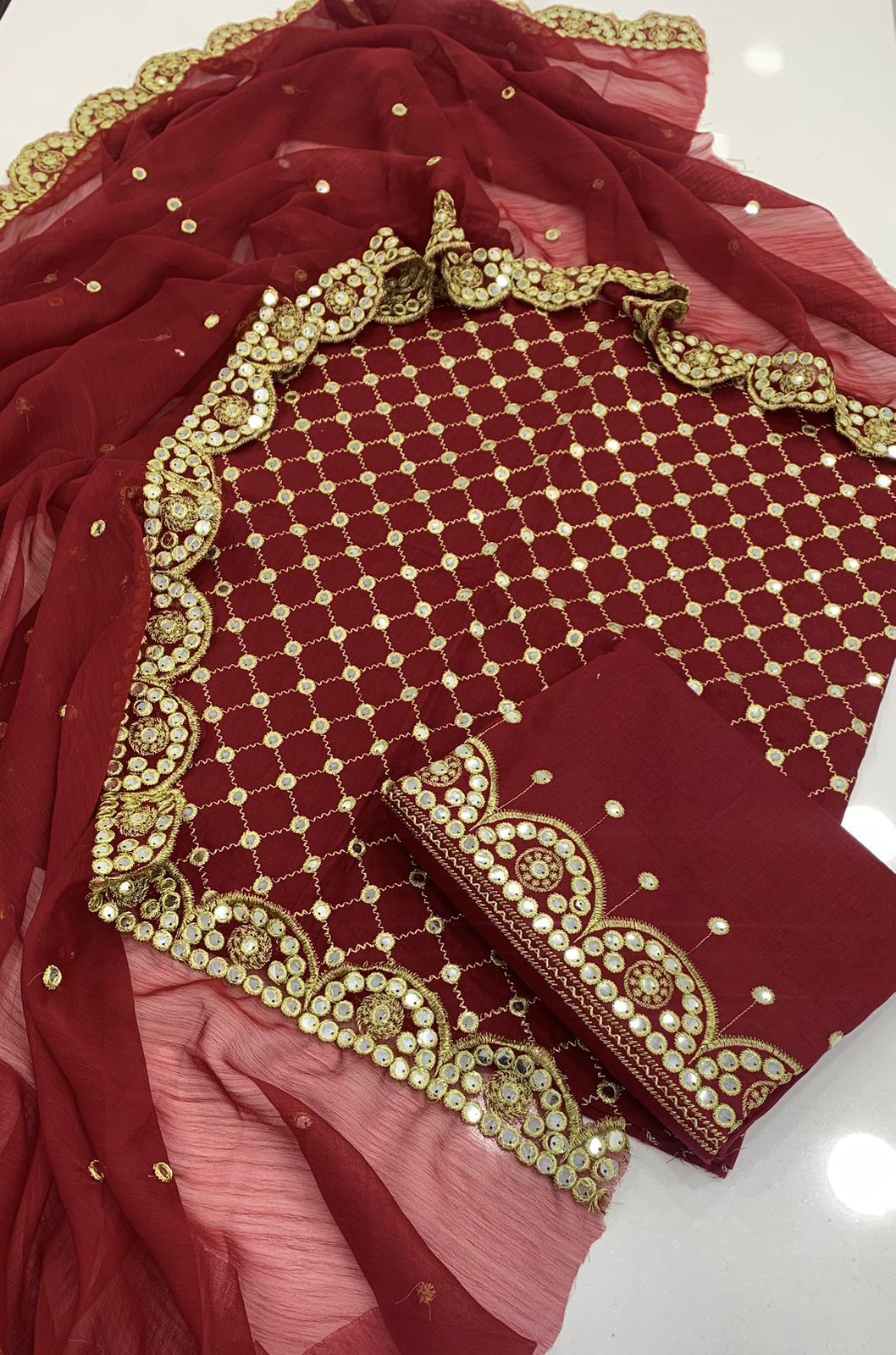 9mm Zarri Jaal Cutwork Dupatta 3pc